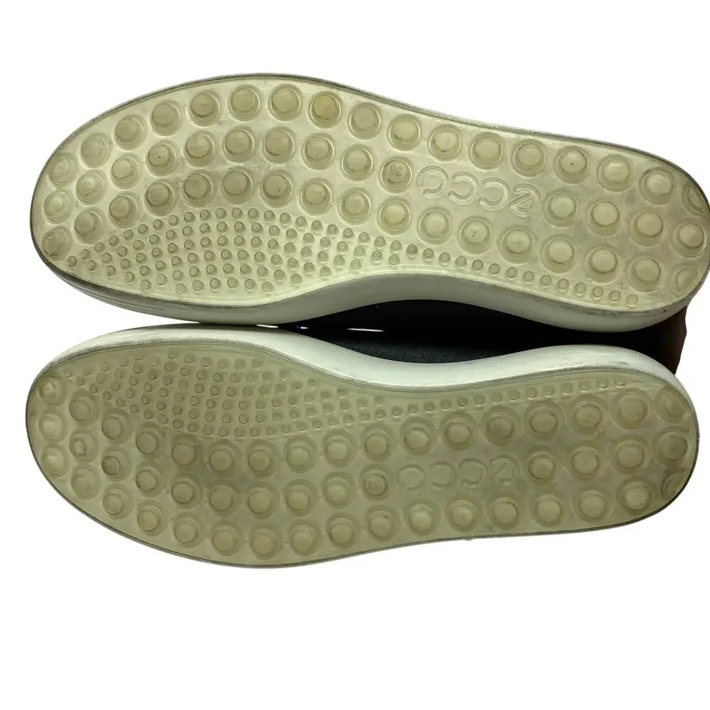 Ecco Soft Slip On Sneakers Womens Size 7-7.5 Black Leather